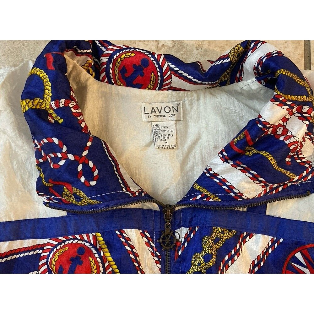 Nautical Pirate Jacket‎ Windbreaker Size M by Lady Avon 90s Granny Style Retro - Picture 9 of 9